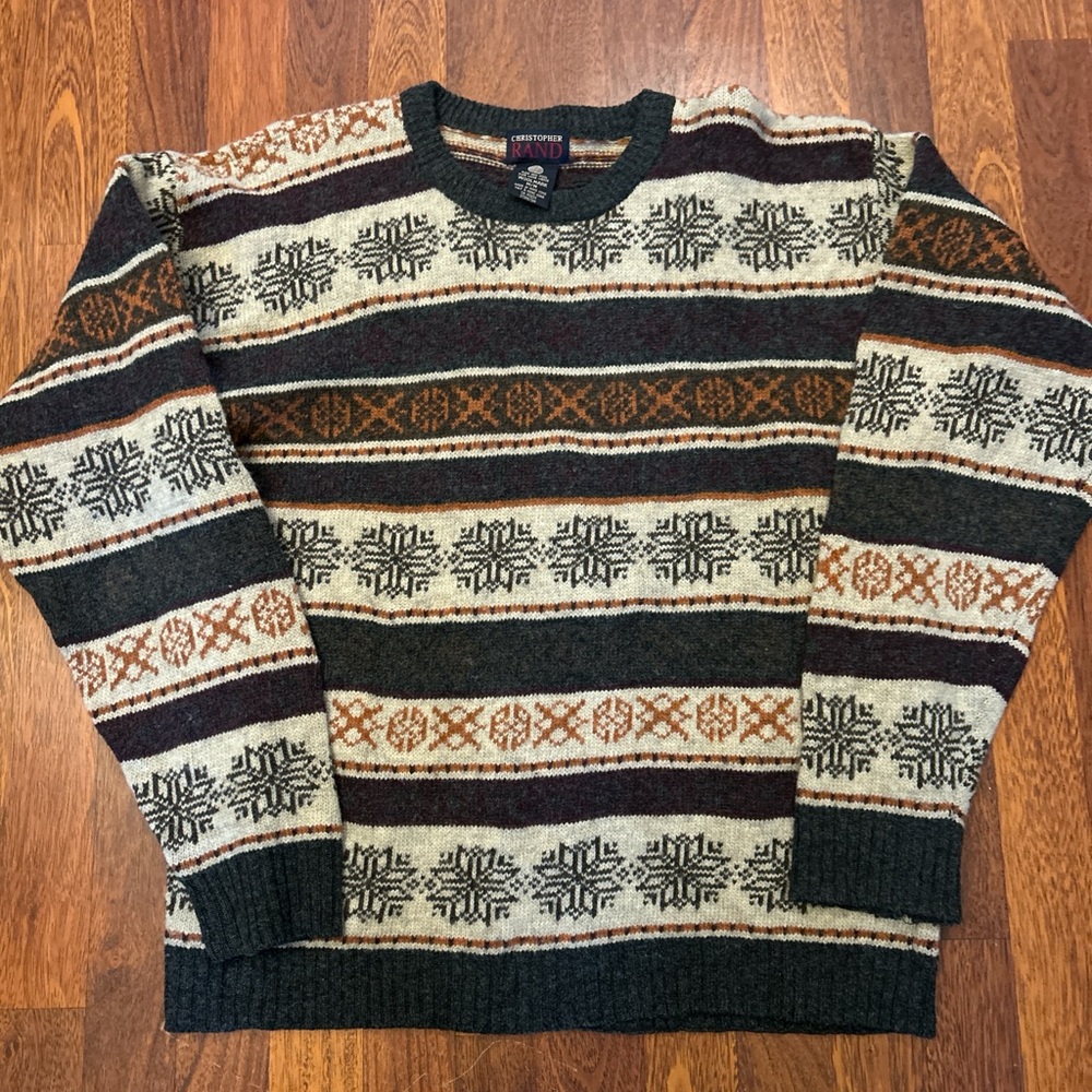 Vintage Christopher Rand Wool 90s Ski Sweater Size Medium